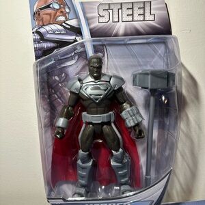 Marvel Steel Action Figure with Red Cape and Gray Armor